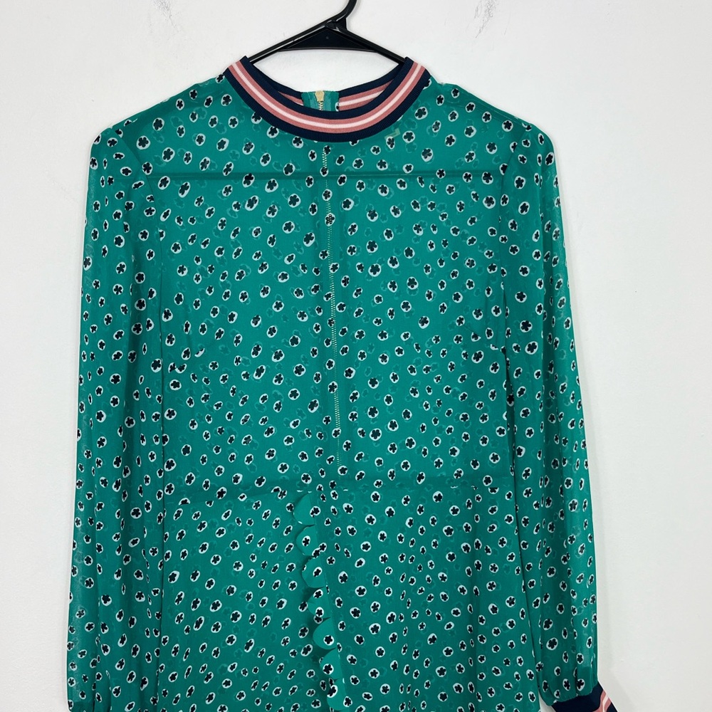 Ted Baker Sibella Green Floral Sheer Dress Sz 0 - Picture 4 of 14